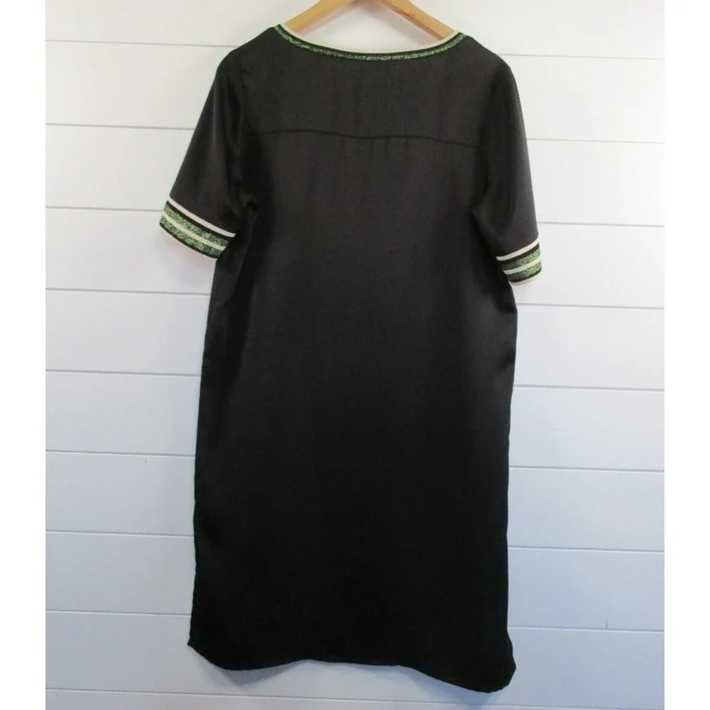 Scotch & Soda Women's V Neck Varsity Short Sleeve Tshirt Dress sz S Black Sporty